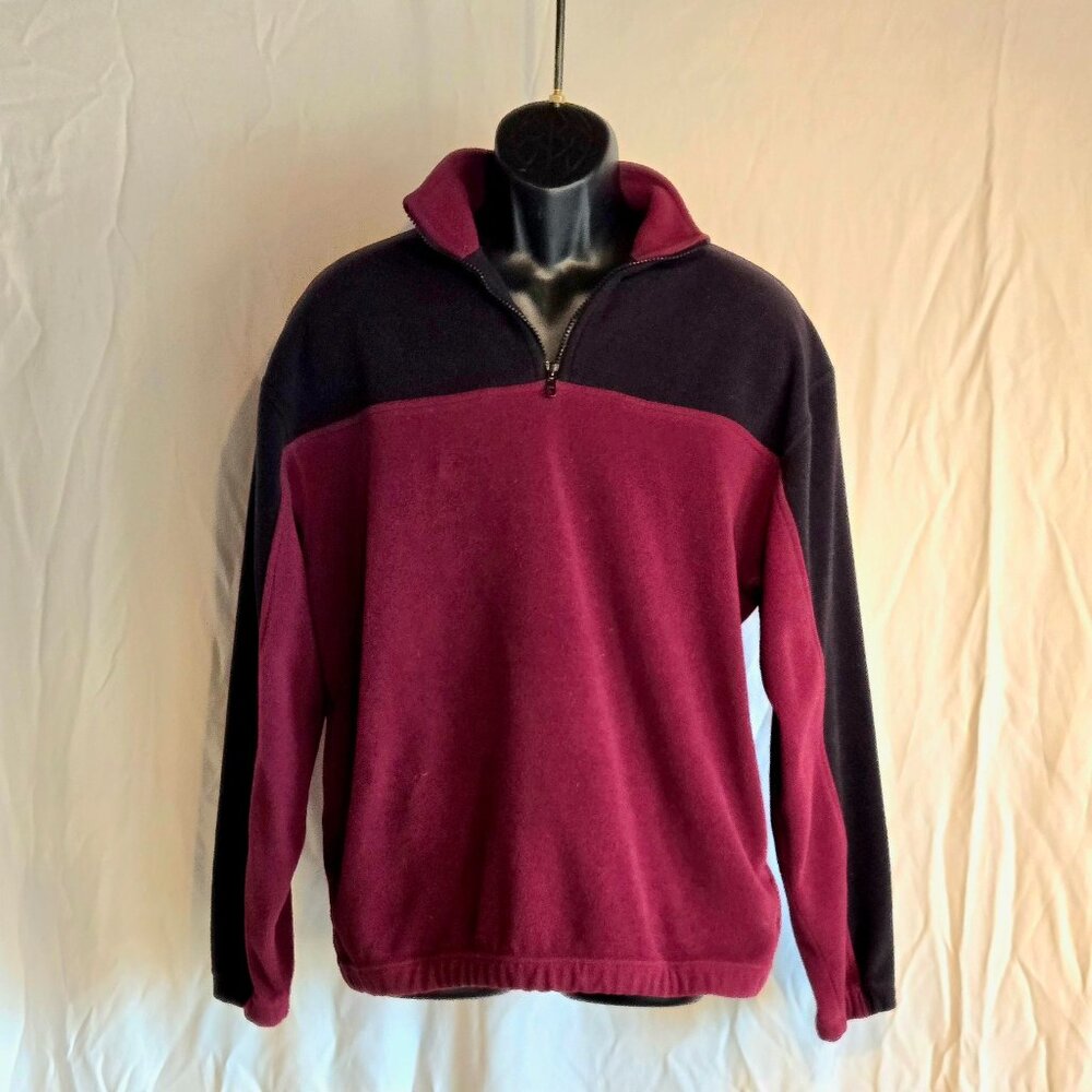 Vintage Ozark Trail Mens Quarter Zip Pullover Long Sleeve Burgundy/Black  Size M